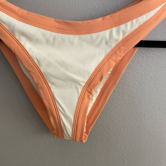 NWT L*Space Foley Bitsy Bikini Bottom Size Large White Orange - Picture 8 of 13